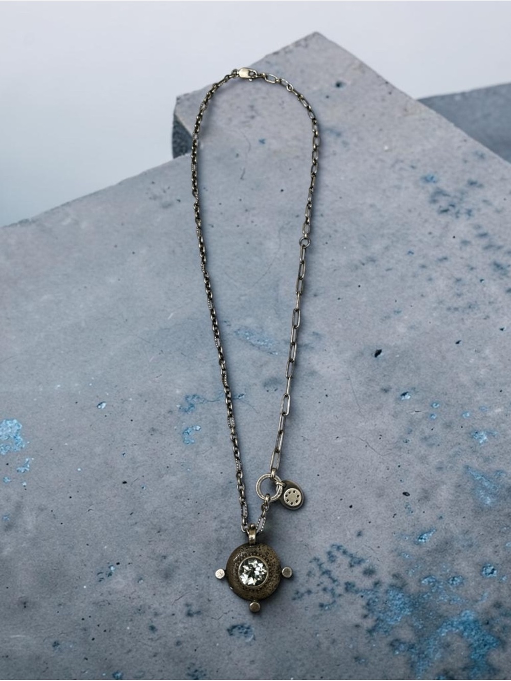 Jessi Taylor, Silver-Tone Round Crystal Pendant Necklace
